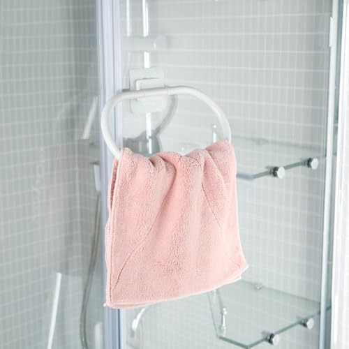 Healifty No Drill Rings Towel Holder Stainless Steel Self-Adhesive Bathroom Towel Ring with Easy Installation and Fingerprint-Free Surface for Kitchen and Bathroom Use