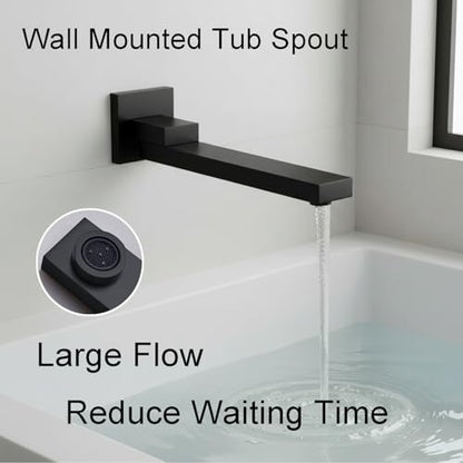 Black Tub Shower Faucet Set 4 Functions Thermostatic Shower System | with Tub Spout, Ceiling Mounted 12 inch Shower Head, 6 Body Jet, Handheld Spray - color: Black, size: 12" Ceiling Shower