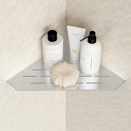 Brushed 10 Inch Corner Shower Shelf with Slot Design, 1 Pack | Floating Corner Shelves for Tile Wall, Tile Shower Shelf, 304 Stainless Steel Wall Storage Shelves for Bathroom, No Drilling - color: Brushed, size: 10" - 1 PC