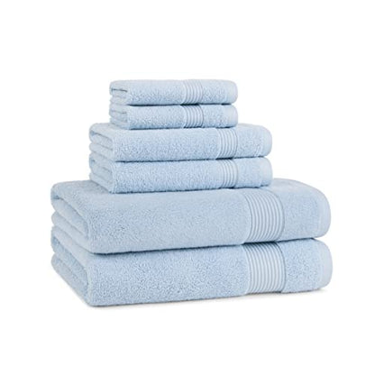 Arkwright Solid 6 Piece Bath Towel Set, 100% Cotton 600 GSM Soft Absorbent Bathroom Towels for Hotel, Spa or Vacation Rental, Misty Blue (2 Bath Towels, 2 Hand Towels, 2 Washcloths) - color: Misty Blue