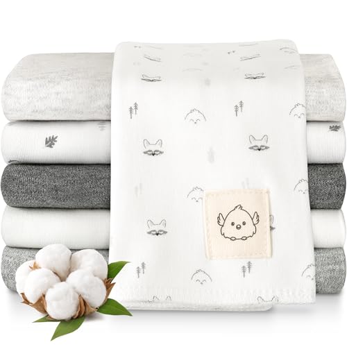 Organic Burp Cloths Baby Boy, Girl, 6-Pack Large Burping Cloths (Neutrals) | 100% Cotton Burp Clothes for Babies, Newborns Spit Up Rags, Super Soft, Absorbent Towels, Gender Neutral, Machine Washable - color: Neutrals, style: Shea