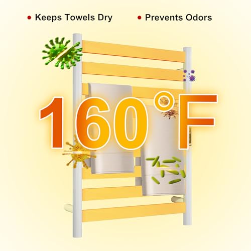 Heated Wall Mounted Electric Towel Warmer Rack,Timer & Temperature Control, 8 Bar Stainless Steel Towel Heater for Bathroom (White, 8 Bars) - color: White, size: 8 Bars