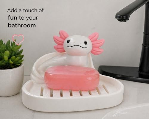 Axolotl Self Draining Soap Dish Cute Decorative Bathroom Soap Holder