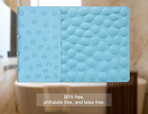 Non-Slip Bathtub Mat OTHWAY Soft Rubber Bathroom Bathmat with Strong Suction Cups (Lake Blue, 16x31.5 inch) - color: Lake Blue, size: 31.5" x 16" (Rectangular)
