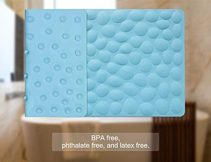Non-Slip Bathtub Mat OTHWAY Soft Rubber Bathroom Bathmat with Strong Suction Cups (Lake Blue, 16x31.5 inch) - color: Lake Blue, size: 31.5" x 16" (Rectangular)