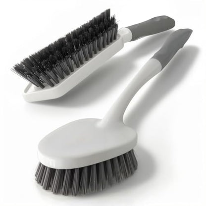 2 Pack Heavy Duty Scrub Brush Set with Hard Bristle, Cleaning Brush Designed for Bathroom, Shower, Bathtub, Tub, Carpet, Floor, Grout, Tile