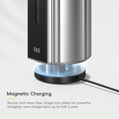EKO Aroma Pro 13.5 fl oz Touchless Automatic Liquid Soap Dispenser, Rechargeable Hand & Dish Soap Dispenser for Bathroom and Kitchen, Waterproof, Adjustable Volume Control (Chrome Metallic) - color: Chrome Metallic, size: 13.5 oz (Premium Wireless Chargin