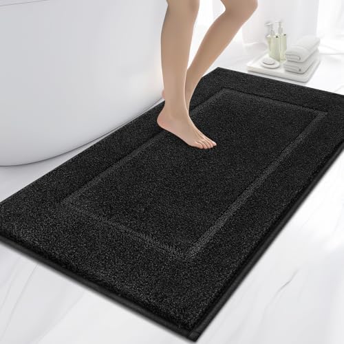 anllugs Bathroom Rugs, 30" x 60" Soft Bath Rugs, Black | Non-Slip, Super Absorbent, Machine Washable, Quick Dry, Bath Mats for Shower and Bathtub, TPR Backing - color: Black, size: 30" X 60"