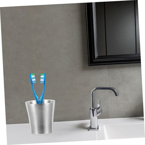 HEALLILY Stainless Steel Toothbrush Storage Cup Insulated Bathroom Tumbler Unbreakable Travel Water Mug for Rinsing Personal Care Modern Design for Couples Camping