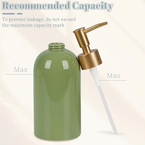 Natheeph Soap Dispenser for Bathroom/Kitchen Fill Hand Soap/Dish Soap,14OZ | Soap Pump Dispenser Bottle, Ceramic Soap Dispenser Refillable Shampoo/Lotion/Liquid/Detergent for Bathroom/Kitchen, Green - color: Green