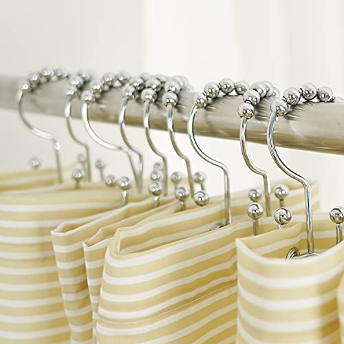 Shower Curtain Hooks Rings, Stainless Stee Double Glide Rollers Extra Wide Shower Curtain Rods Hooks for Bathroom, Set of 18 Hooks - Chrome - color: Chrome, size: 18 Pcs