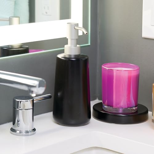 iDesign Dispenser for Bathroom Holds Hand Soap or Lotion-Set of 2-Matte Black Eco Vanity Ceramic Pump-Tall M2 - color: Matte Black, style: Pack of 2