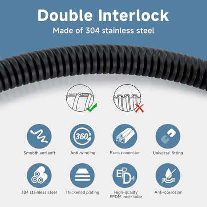 69 Inches 304 Stainless Steel Black Shower Hose Replacement | 6ft Hand Held Shower Head Hose Extra Long,High Pressure Sprayer Bidet Hose,Flexible Matte Black Extension Rv Shower Hose - color: Black, size: 69 Inches