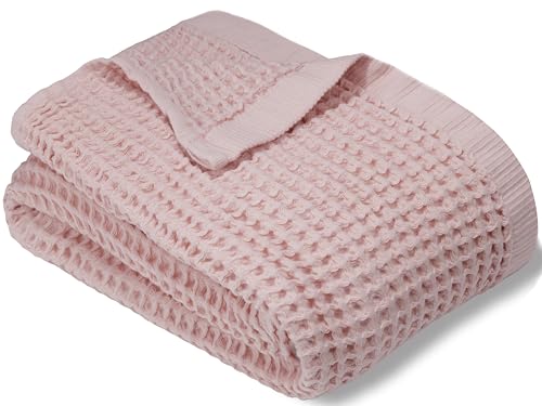 DEMMEX Organic Cotton Waffle Weave Turkish Bath Towel - Ultra Soft Lightweight Quick Dry, Oeko-Tex Certified, 100% Turkish Cotton (Powder Pink, Large (60x30)) - color: Powder Pink