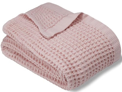 DEMMEX Organic Cotton Waffle Weave Turkish Bath Towel - Ultra Soft Lightweight Quick Dry, Oeko-Tex Certified, 100% Turkish Cotton (Powder Pink, Large (60x30)) - color: Powder Pink