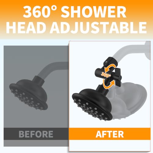 All Metal Shower Head Elbow Adapter Black | Adjustable Shower Head Extension Adapter Shower Arm Extension Connector for Showerhead, Wall Mounted - color: Black