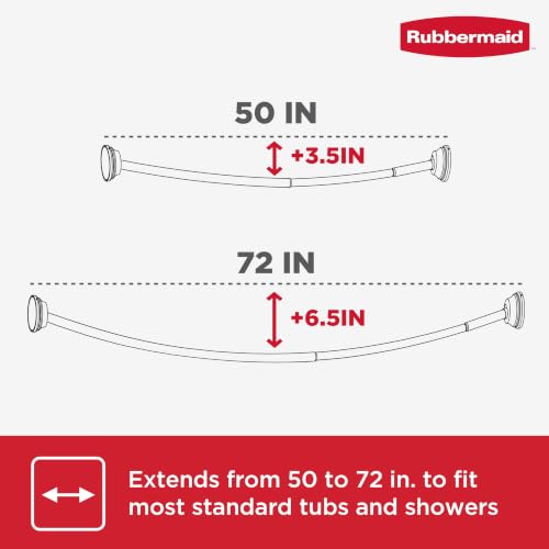 Rubbermaid Curved Shower Curtain Rod, No Drill, 50-72 Inches Adjustable Tension Shower Rod for Bathroom, Non-Slip, No Rust, Gold - color: Gold