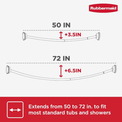 Rubbermaid Curved Shower Curtain Rod, No Drill, 50-72 Inches Adjustable Tension Shower Rod for Bathroom, Non-Slip, No Rust, Gold - color: Gold