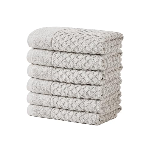 Great Bay Home Hand Towels - 100% Cotton 6 Pack 26x16 Hand Towel Set - Absorbent, Durable, Quick-Dry Towels for Bathroom (Light Grey) - color: 02 Light Grey, size: Hand Towel (Pack of 6)
