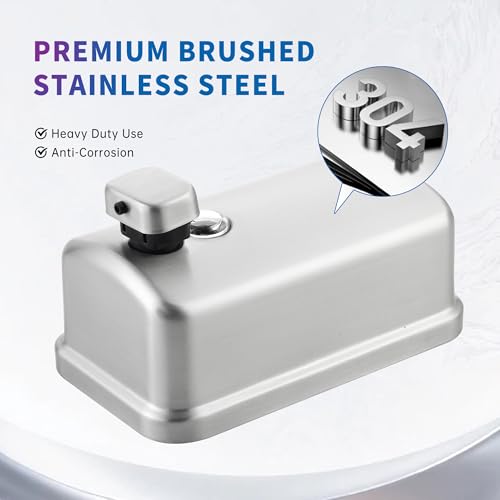 Commercial Soap Dispenser Wall Mount Bathroom, 27 fl.oz. | Liquid Brushed Stainless Steel Hand Sanitizer Dispenser - size: 27 fl.oz.