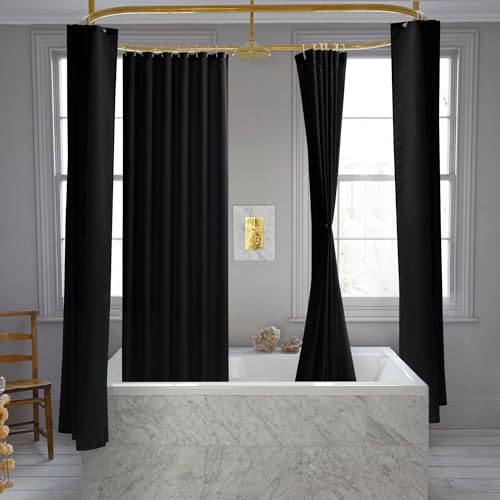 Nasitos Fabric Shower Curtain Liners with Magnets 4 Pcs 36X72 Inch Black | Washable & WaterResistant Fabric Bath Shower Liners for Narrow Stall, Stand Up Shower Stall, RV, Camper - color: Black, size: 36"W x 72"L (Pack of 4)