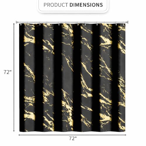 Black and Gold Shower Curtain, Black Marble Shower Curtain, Modern Fabric Shower Curtains for Bathroom, Black and Gold Texture Shower Curtain Set with Hooks 72x72 - color: Black, size: 72"W x 72"L (Pack of 1)