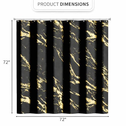 Black and Gold Shower Curtain, Black Marble Shower Curtain, Modern Fabric Shower Curtains for Bathroom, Black and Gold Texture Shower Curtain Set with Hooks 72x72 - color: Black, size: 72"W x 72"L (Pack of 1)