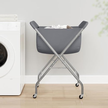 ELYKEN Laundry Basket with Wheels, Collapsible Laundry Hamper, Gray | Removable Liner Bag, Foldable Design, 118L Capacity, Sturdy Metal Frame, 4 Casters, Laundry Cart for Bedroom, Laundry Room - color: Gray, size: 25.6"L x 22"W x 33"H