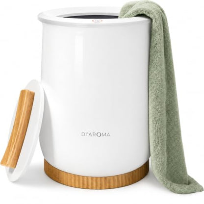 Di’Aroma Luxury Electric Towel Warmer Bucket for Bathroom, Large Spa Towel Warmer Fits 2 Oversized Towels, Bathrobes & Blankets, Fast Heating, Bathroom Towel Heater - color: Light Wood & White