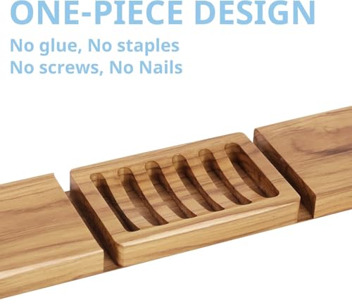 HTB Slotted Bar Soap Holder Teak Wood,Sponge Holder for Kitchen Sink | Self Draining Soap Dish for Shower, Bathroom, Bathtub, RV,Soap Saver Keep Soap Dry,Extend Soap Life,Bathroom Accessories - color: 1pcs