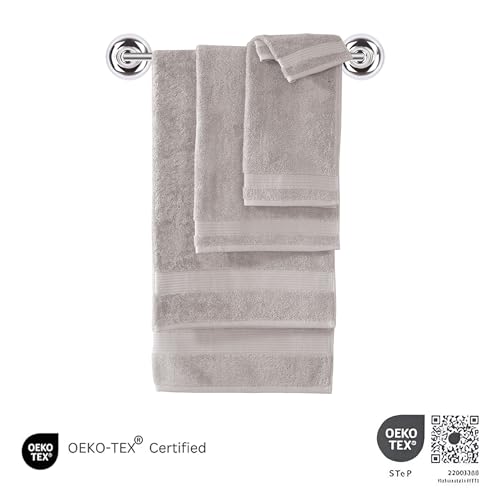 CTT - Luxury 6 Piece Towel Set, 100% Turkish Cotton, Quick Drying, Highly Absorbent & Comfy, Includes 2 Bath Towels, 2 Hand Towels & 2 Washcloths | (Light Grey) - color: Light Grey, size: 6-Piece Towel Set
