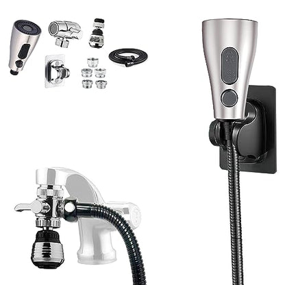 Kitchen Faucet Hose Sprayer Attachment for Tub Faucet, Sink Faucet Sprayer Replacement Head with 59” Black Stainless Steel Hose, Water Saving Aerator and 3-Way Diverter Valve - color: With Black Hose