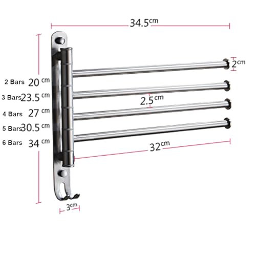 ZHOUXIAO Premium Stainless Steel Swing Out Towel Bar/Swivel Towel Racks for Bathroom Kitchen, Brushed Towel Bar Folding Arm Swivel Hanger Bathroom Storage Organizer Wall Mou 6Bars