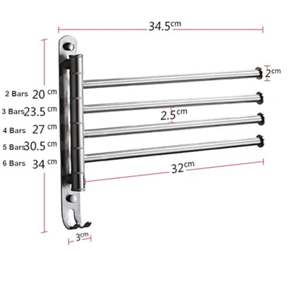 ZHOUXIAO Premium Stainless Steel Swing Out Towel Bar/Swivel Towel Racks for Bathroom Kitchen, Brushed Towel Bar Folding Arm Swivel Hanger Bathroom Storage Organizer Wall Mou 6Bars