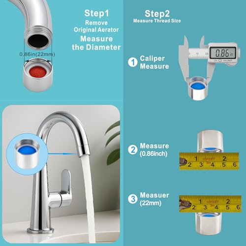9 Pack Faucet Attachment, Chrome Brass Sink Faucet Accessory, 55/64 Inch 22mm Internal Thread, Replacement Part (M22 Female Thread) - style: 55/64 Inch Internal Thread
