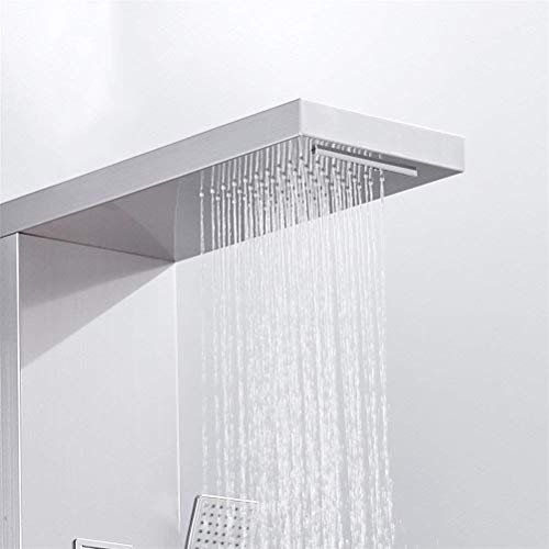 Wall-Mounted Shower Faucet Thermostatic Shower Panel Tower Stainless Steel Shower Column Digital Temperature Display Jets Body Massage Shower System,B