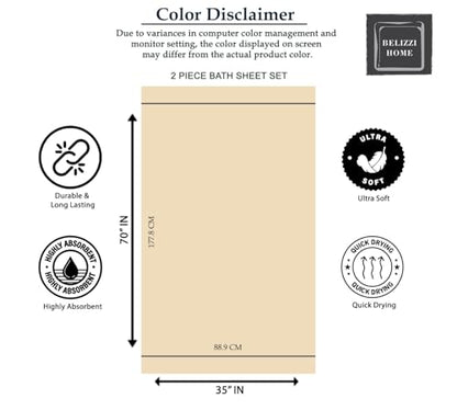 Cotton 2 Pack Oversized Bath Sheet 35 x 70, Large Bath Sheet, Ultra Absorbent, Compact, Eco-Friendly and 100% Recyclable, Quick Drying and Lightweight Towel - Tan - color: Tan, size: 2 Pack Bath Sheets