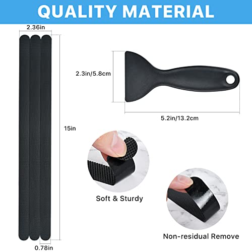 Supkiir Bathtub Non Slip Stickers, 24 PCS Anti Slip Adhesive Shower Treads with Scraper for Bath, Tub, Shower, Pool, Stairs, Ladders, Kitchen, 15’’(Black) - color: Black