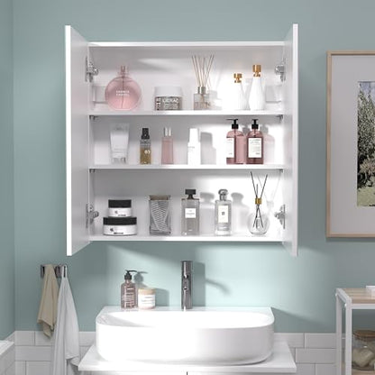 24x24 Bathroom Wall Cabinet, Saver Storage Cabinet, Medicine Cabinet with 2 Door and Adjustable Shelves，Flat-Pack Design – Assembly Required - size: W24 x H24 2 Door
