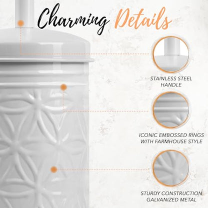 Autumn Alley White Toilet Brush and Holder Bathroom Accessories, Bathroom Toilet Brush for Modern Bathroom Decor, Standing Farmhouse Toilet Bowl Brush with Holder, White Bathroom Decor Sets