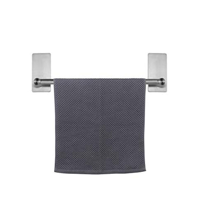 NearMoon Self Adhesive Bathroom Towel Bar- Stainless Steel Bath Wall Shelf Rack Hanging Towel Stick On Sticky Hanger Contemporary Style, NO Drilling (1 Pack, Brushed Nickel, 9-Inch Towel Rack) - color: Brushed Nickel, size: 9-Inch