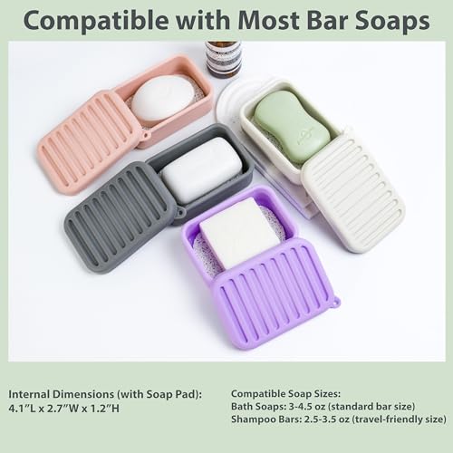 Portable Leakproof Travel Soap Case, Silicone Travel Soap Case, Compact Soap Holder with Drainage Layer, Travel Soap Holder for Camping, Gym, Outdoor (Rice-White) - color: Rice-white