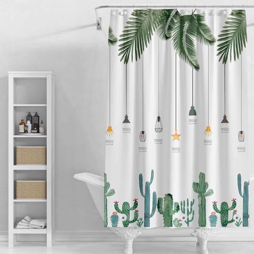 Plastic Shower Liner - Premium PEVA 6G Thickened Shower Curtain Liner with Rustproof Grommets and 3 Weighted Magnets, Waterproof Shower Curtain for Bathroom(Tropical Leaf, 72”*72”) - color: Tropical Leaf, size: 72”*72”