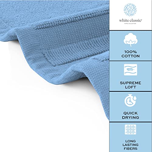 White Classic Luxury Bath Mat Floor Towel Set - Absorbent Cotton Hotel Spa Shower/Bathtub Mats [Not a Bathroom Rug] 22"x34" | 2 Pack | Light Blue - color: 13: Light Blue
