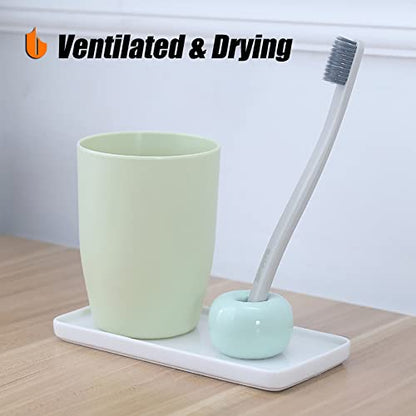 Urbanstrive Sleek Mini Ceramics Toothbrush Holder Stand for Bathroom Vanity Countertops (Black 2-Pack) - color: Black 2-pack