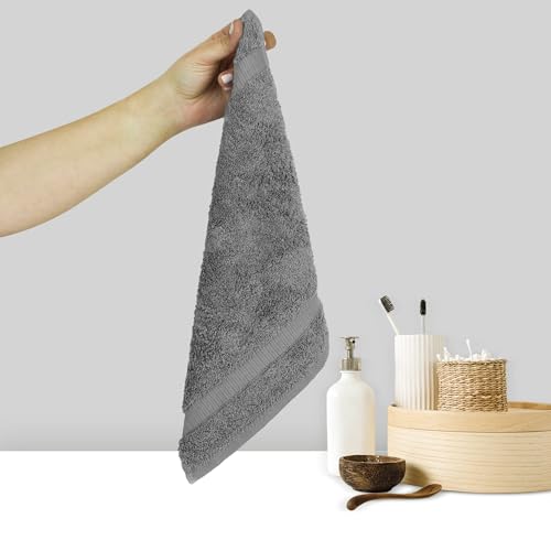 Chakir Turkish Linens Personalized 3 Piece Towel Set, 100% Cotton Luxury Turkish Towels for Bathroom, Soft Absorbent Towel Set with Bath Towel Hand Towel and Washcloth, Gray - color: Gray