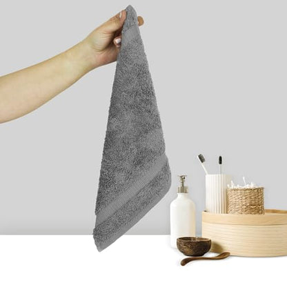 Chakir Turkish Linens Personalized 3 Piece Towel Set, 100% Cotton Luxury Turkish Towels for Bathroom, Soft Absorbent Towel Set with Bath Towel Hand Towel and Washcloth, Gray - color: Gray