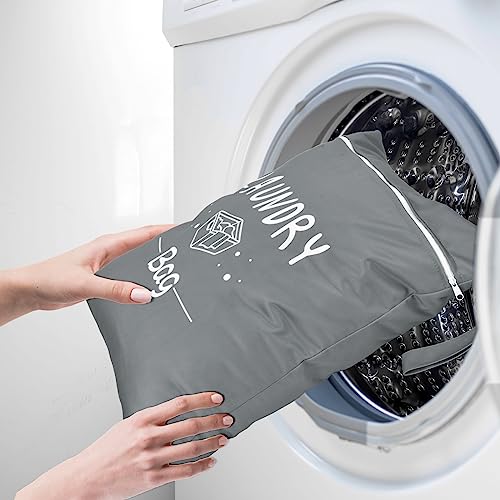 2 Pcs Large Travel Laundry Bag - Waterproof Wet Dry Washable for Dirty Clothes, Bathing Suit, Workout, Gym, Swimming, Yoga (Pink+Grey) - color: Pink+Grey