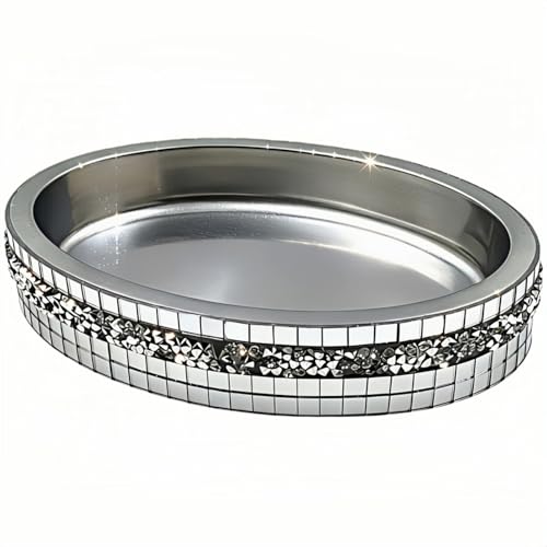 Silver Mosaic Soap Dish and Bathroom Tray, Shiny Soap Holder | Multi functional dressing table, kitchen bathroom storage tray, used for storing soap, rings, jewelry, and small accessories - size: Soap Dish