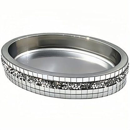 Silver Mosaic Soap Dish and Bathroom Tray, Shiny Soap Holder | Multi functional dressing table, kitchen bathroom storage tray, used for storing soap, rings, jewelry, and small accessories - size: Soap Dish
